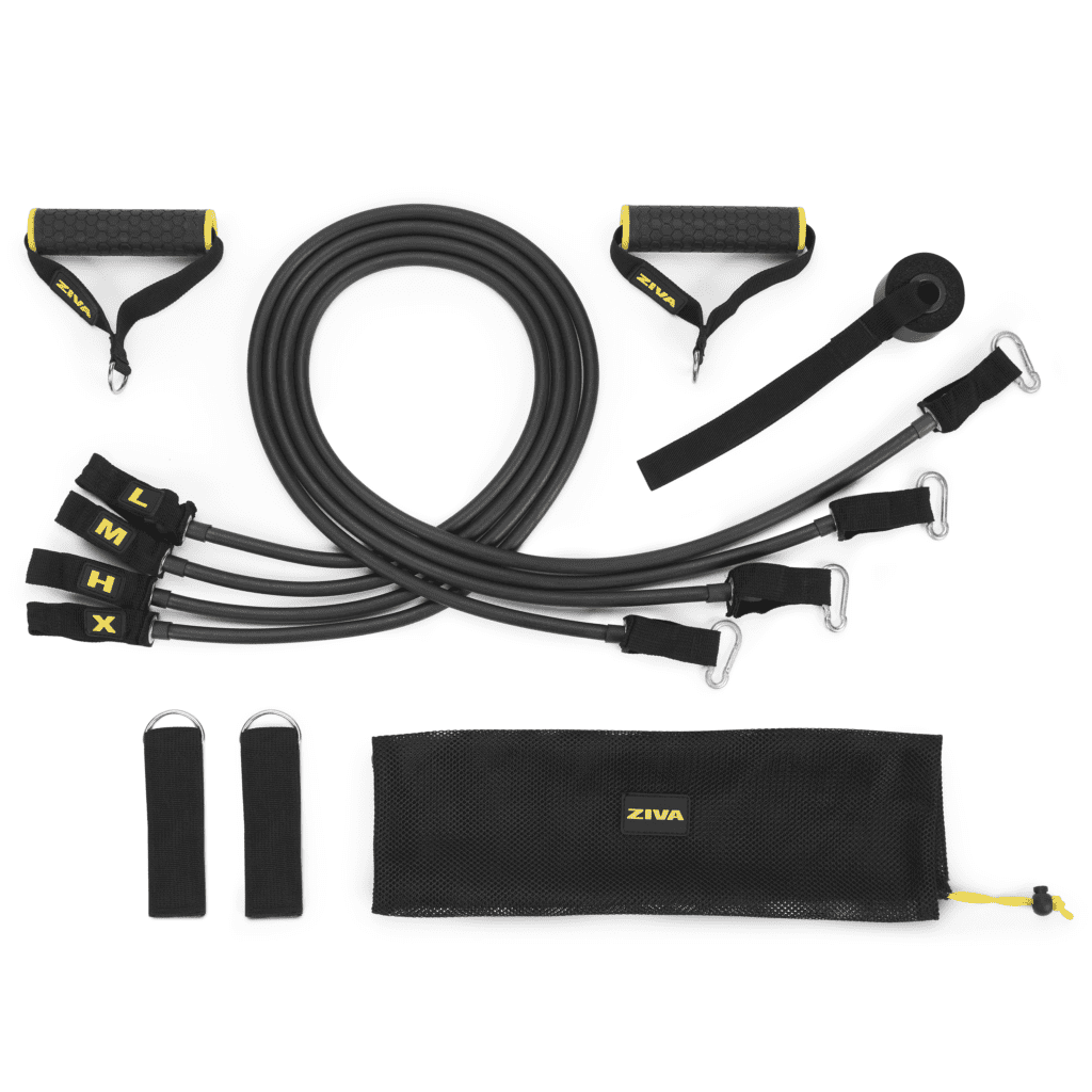 LATEX 11(PCS) Power Exercise Resistance Band Set 5 in 1 Fitness Band Equipment for Men and Women