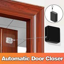 Portable Automatic Stainless Steel Door Closer Multifunctional Punch-Free Sensor Door Closer with Drawstring 1.2m length