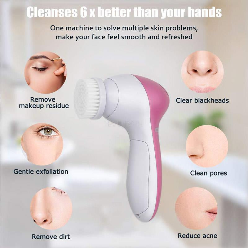 5 In 1  Facial Cleansing Brush Face Wash Body Massager Pore Cleaning Skin Care Tool