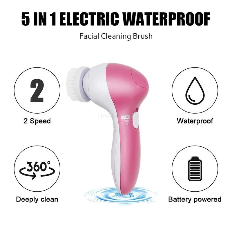 5 In 1  Facial Cleansing Brush Face Wash Body Massager Pore Cleaning Skin Care Tool