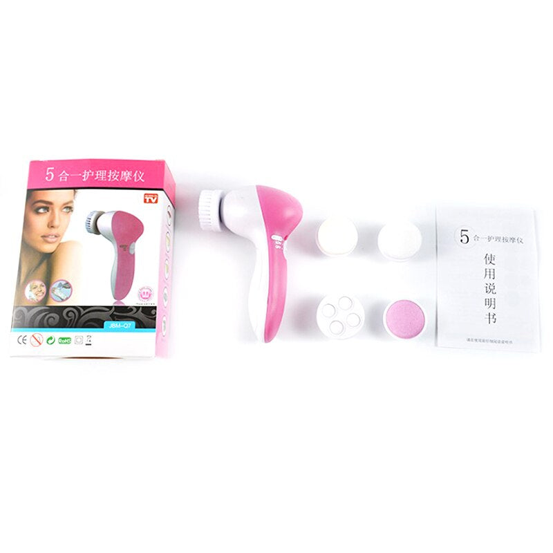 5 In 1  Facial Cleansing Brush Face Wash Body Massager Pore Cleaning Skin Care Tool