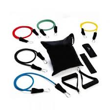 LATEX 11(PCS) Power Exercise Resistance Band Set 5 in 1 Fitness Band Equipment for Men and Women