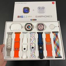 10 in 1 Set Smartwatch with TWS Earphone Wireless 7 Straps 2.3" Heart Rate Tracker Ultra 8 Smart Watch 49mm